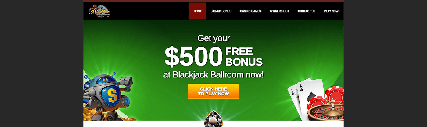 Blackjack Ballroom casino homepage