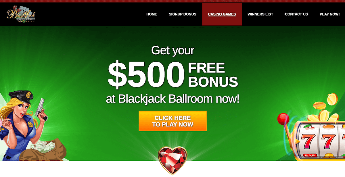 Blackjack Ballroom Casino homepage