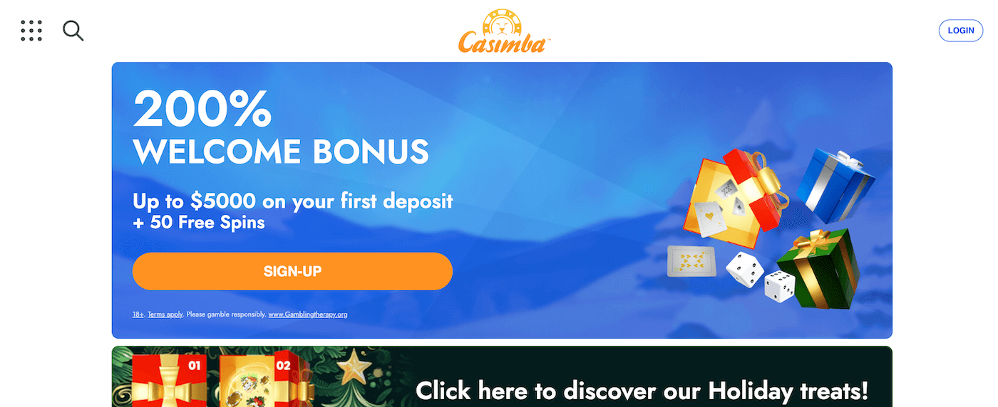 Casimba casino homepage